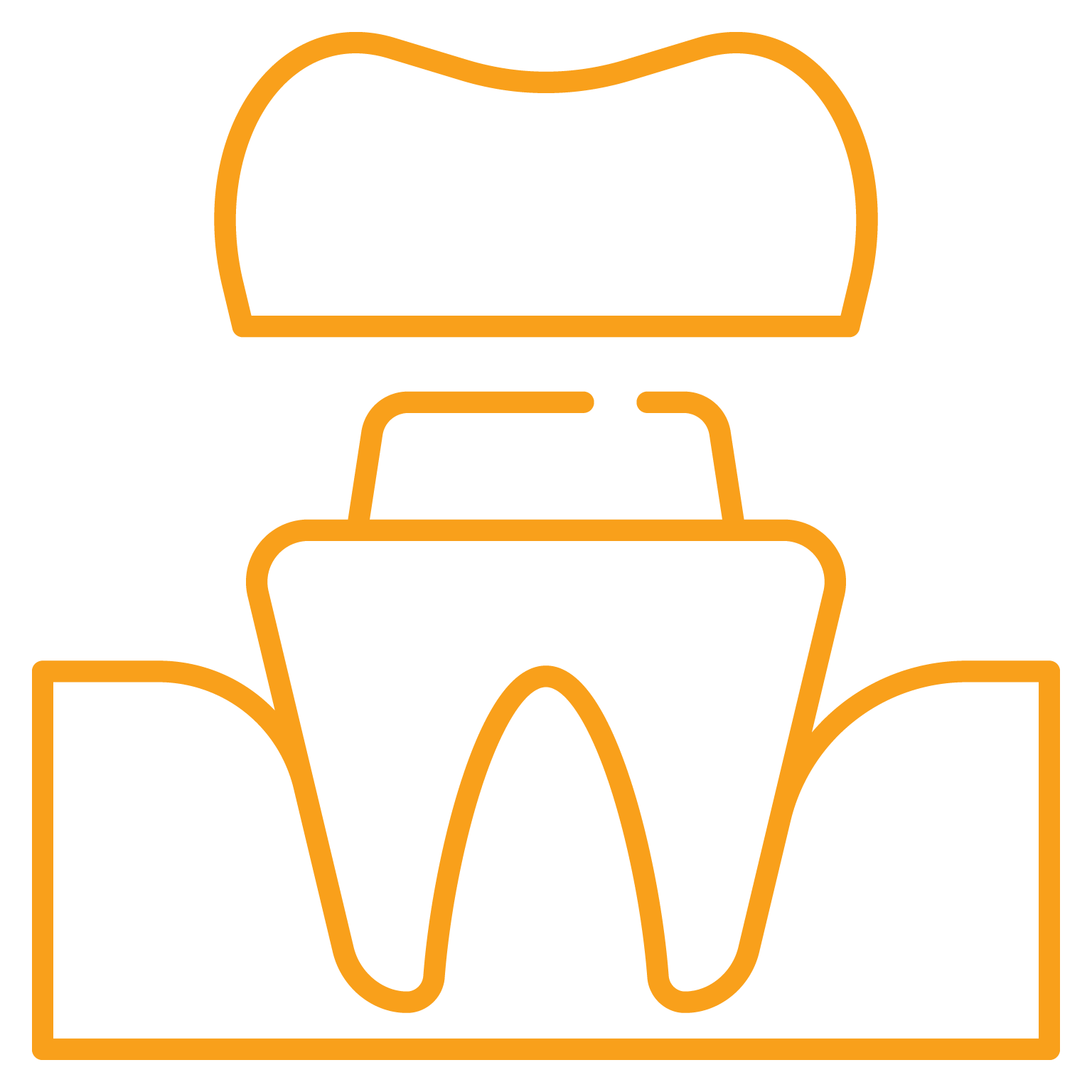 Graphic icon of a dental crown, representing restorative dental services offered by Dr. Kevin Burgdorf.